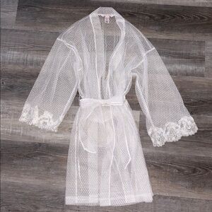 White Lace Sheer Robe Victorias Secret Size XS